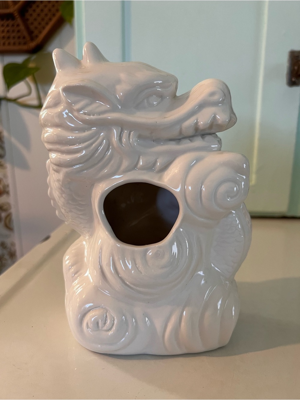 Vintage Benihana Japanese Lucky Dragon Tiki Ceramic White Cocktail Mug